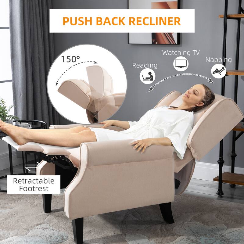 Linen Upholstered Recliner Sofa with Heat & Dual Massage Motors, Manual Reclining & Remote Control