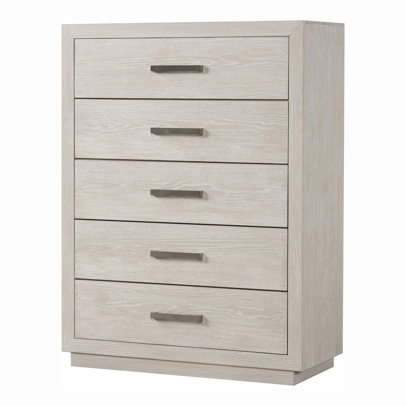 Furniture of America Argentil Light Grey Solid Wood 5-Drawer Chest