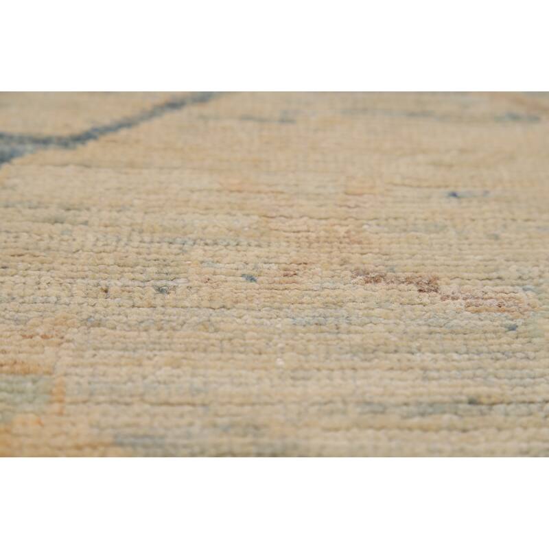 Floral Beige Vegetable Dye Oushak Turkish Rug Hand-Knotted Wool Carpet - 8'1"x 10'2"