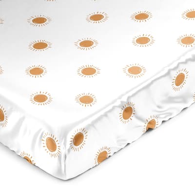 Sweet Jojo Designs Orange White Boho Sun Boy Girl Gender Neutral Satin Fitted Crib Sheet Pumpkin Bohemian Celestial Sky Desert