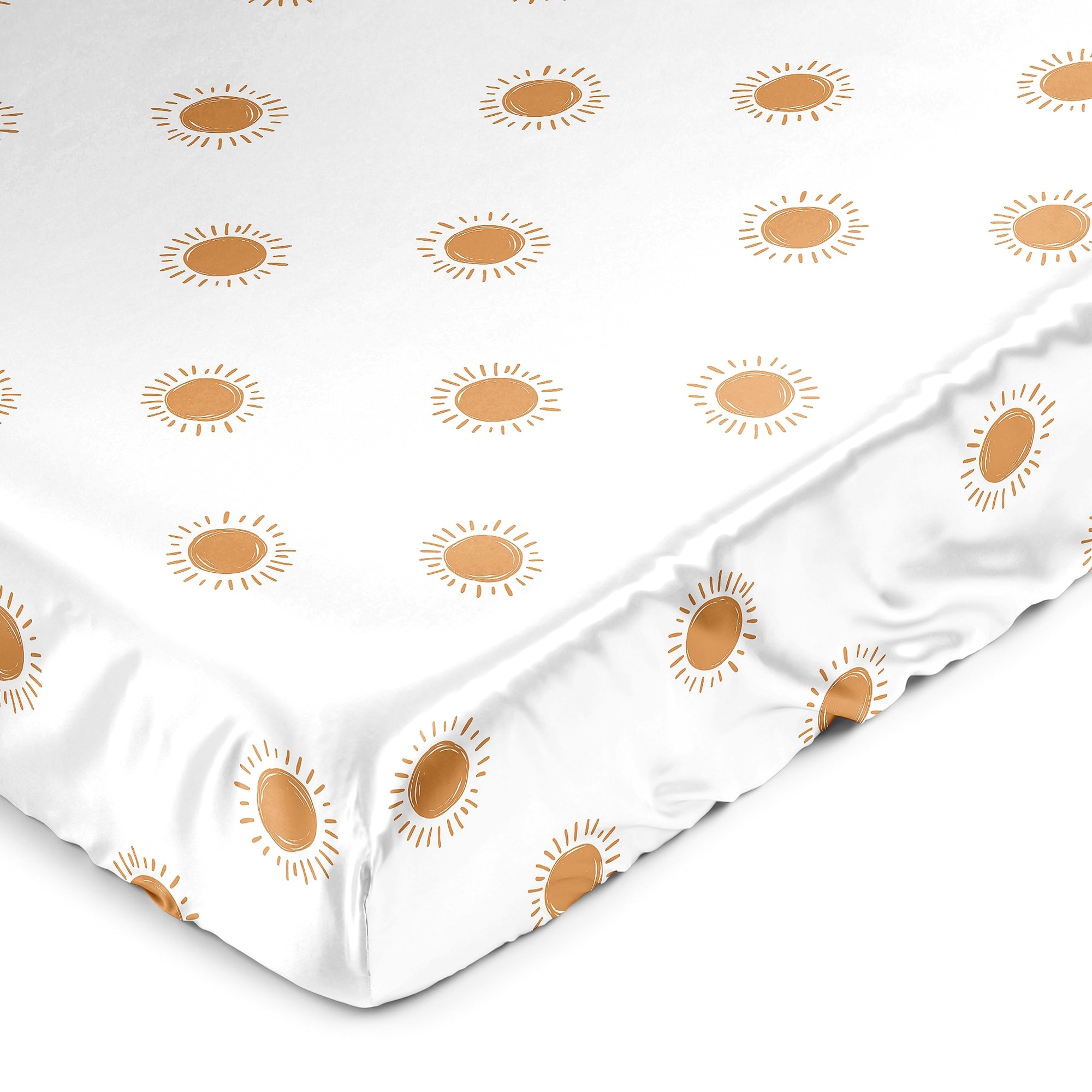 Sweet Jojo Designs Orange White Boho Sun Boy Girl Gender Neutral Satin Fitted Crib Sheet Pumpkin Bohemian Celestial Sky Desert