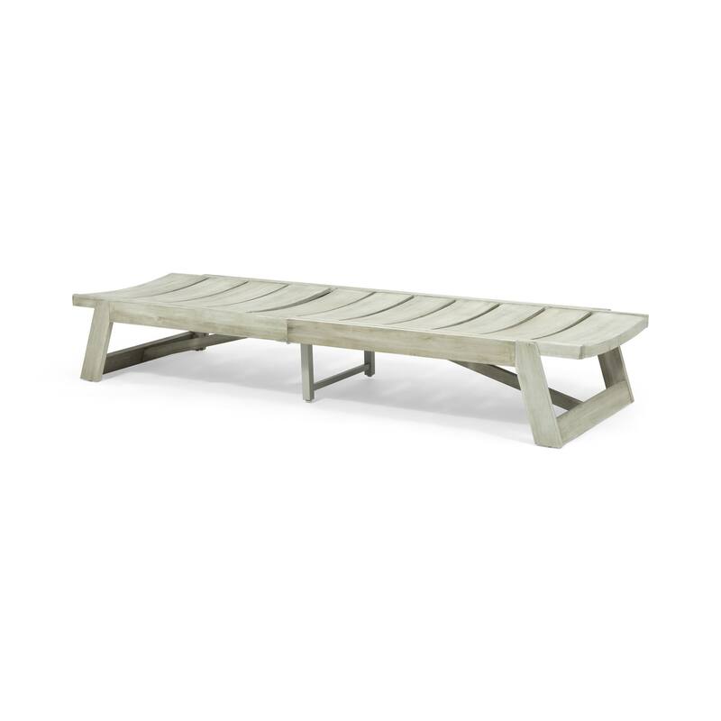 Rustic Outdoor Solid Wood Frame Slatted Chaise Lounge Chair