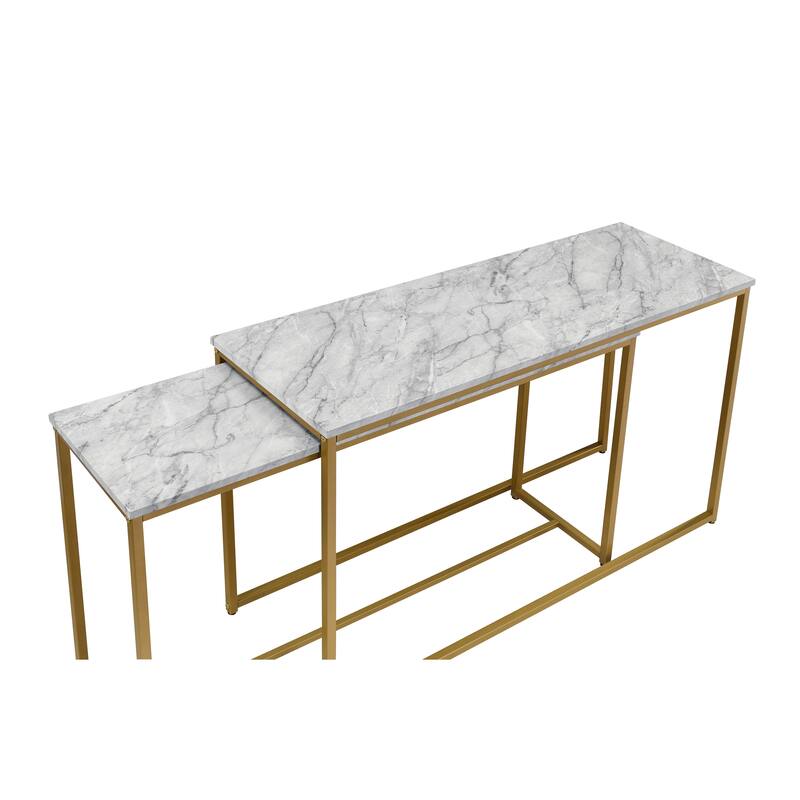 Aneeka Glam Gold 47-inch Faux Marble Nesting Sofa Tables by Furniture of America