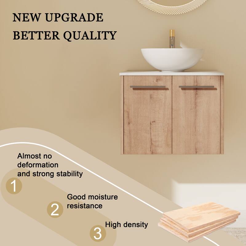 ARTCHIRLY 24"/30" Bathroom Vanity with Sink, Floating Bathroom Vanity with 2 Soft Close Doors