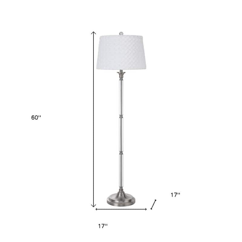 60" Modern Classic Nickel Floor Lamp with White Square Shade for Living Room Bedroom or Office - 60" H x 17" W x 17" D