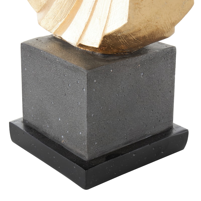 Gold Polystone Dancer Decorative Sculpture with Black Square Base