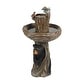 preview thumbnail 4 of 6, Brown Resin Carved Tree Bird Bath Fountain - 33.9" H x 18.9" W x 18.9" D
