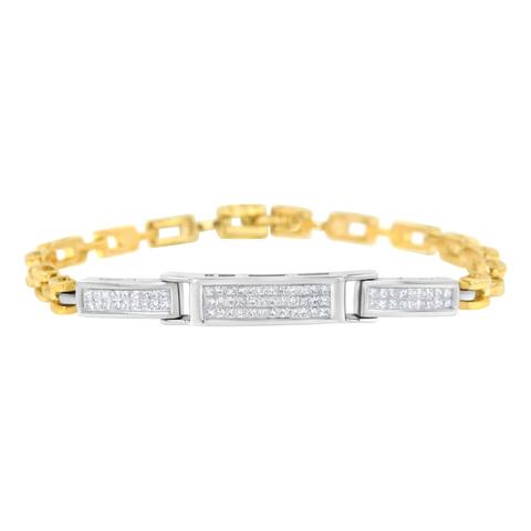 14K Yellow and White Gold 1 Carat TDW Diamond Tennis Bracelet(H-I,SI1-SI2)
