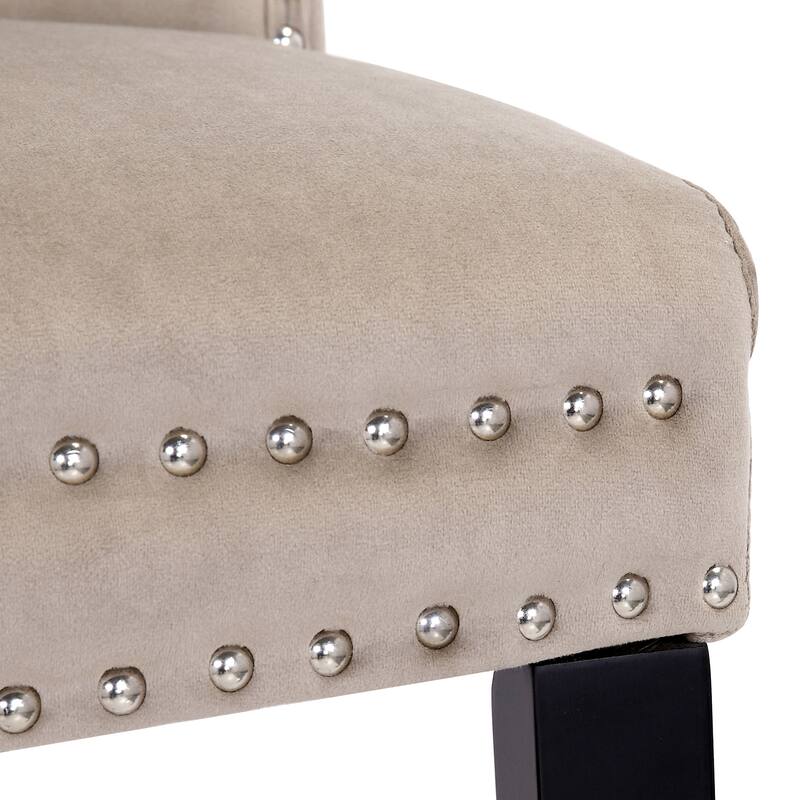Grandview Tufted Wingback Dining Chair (Set of 4) with Nailhead and Ring Pulls