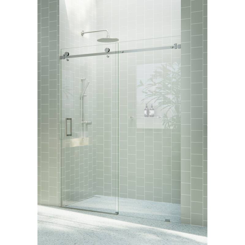 Glass Warehouse 68 in. x 78 in. Sliding Frameless Shower Door with Square Hardware