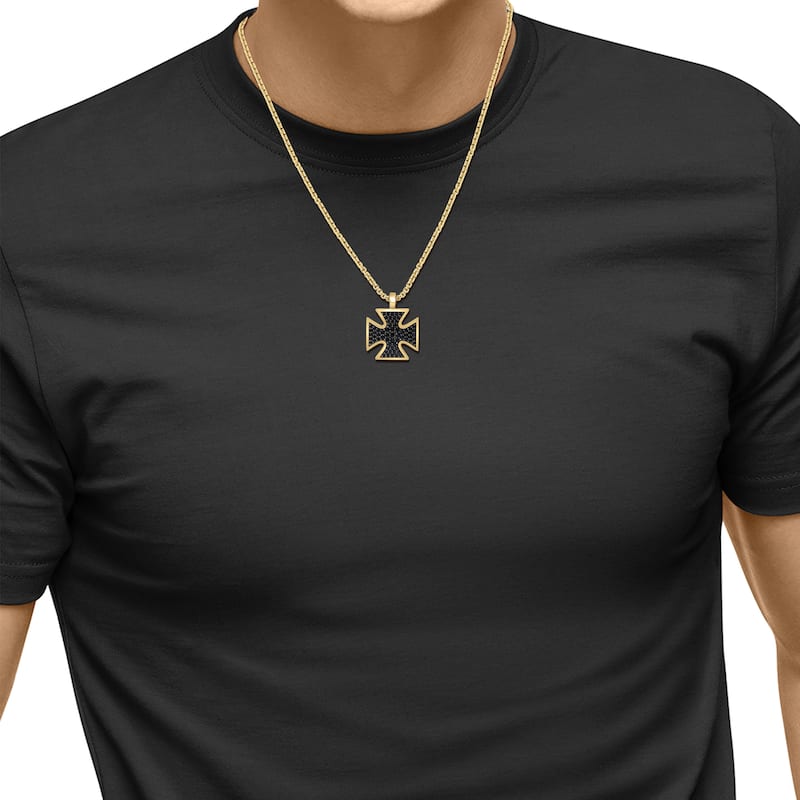 EFFY Men's Gold-Plated 925 Sterling Silver Onyx Pendant Necklace