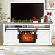 preview thumbnail 1 of 37, 68" Farmhouse Sliding Barn Door Fireplace TV Stands Console Table with 23" Electric Fireplace White