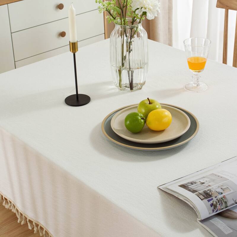 High Quality Washable Rectangle Cotton tablecloths, Wrinkle Resistant Washable Dining Room Table linen for Rectangle Table