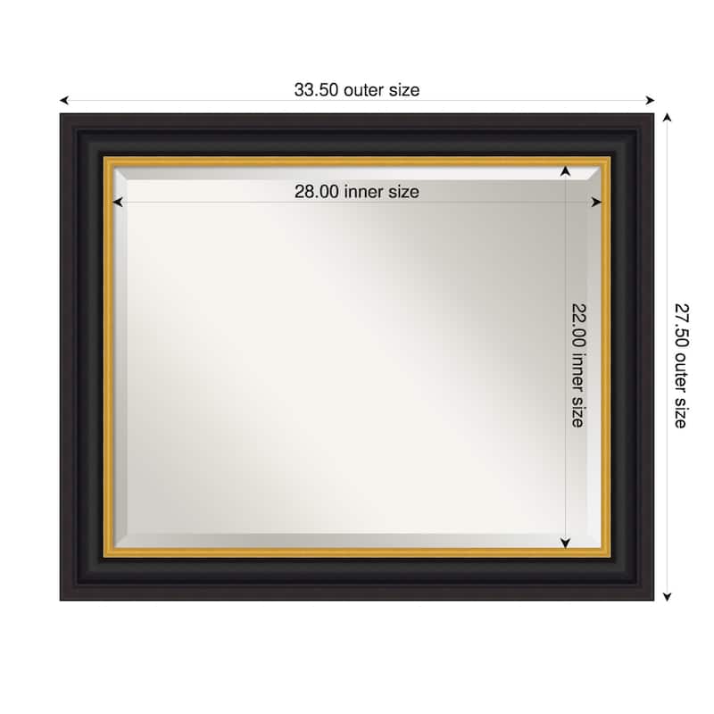 Sierra Beveled Wood Framed Bathroom Vanity Wall Mirror - 34 x 28 in - Sierra Black Brown