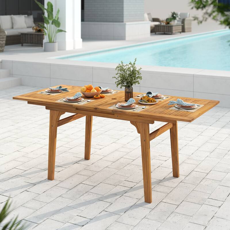 Gymax 9-Piece Acacia Wood Outdoor Dining Set for 6-8 w/ 1.97''