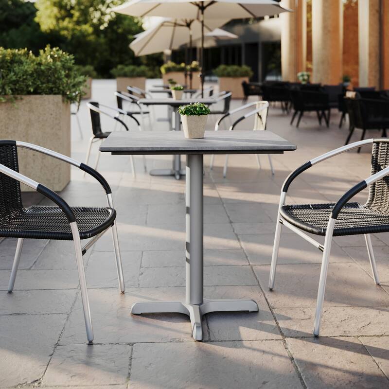 Commercial All-Weather HPL Tabletop with Crisscross Base - 29.75"W x 23.75"D x 31.25"H