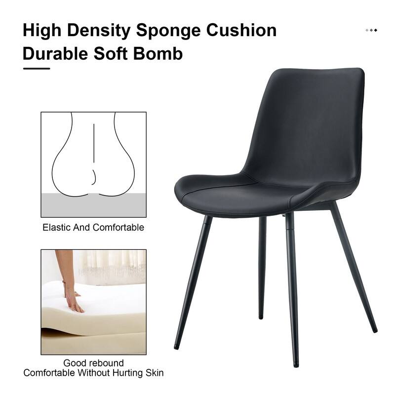 Modern/Contemporary Faux Leather Dining Chairs Set of 4 with Black Metal Legs