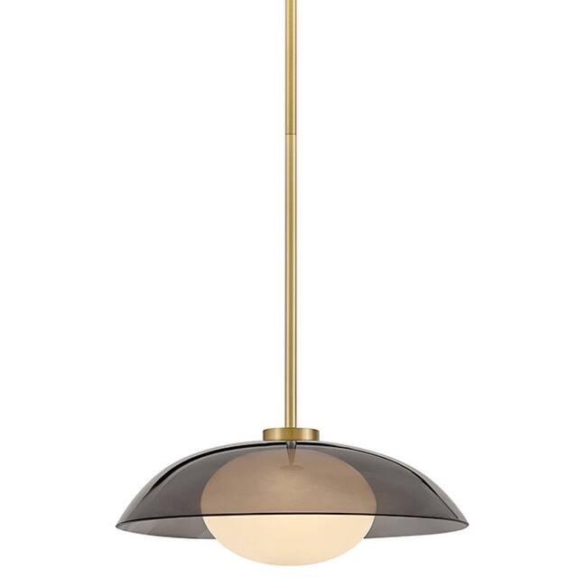 Lark 84447 Jace 14" Wide LED Pendant with Smoked Glass Shade - Lacquered Brass