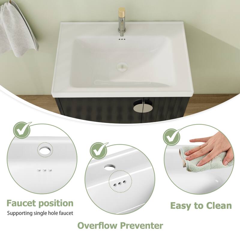 28" Floating Bathroom Vanity with Sink,Wall Mounted Bathroom Vanity with Soft Close Door