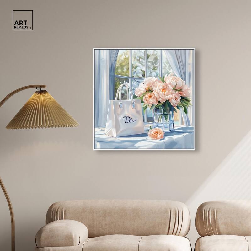 Bag and Peonies Canvas by Art Remedy