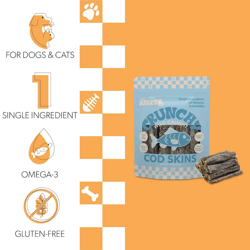 THE LICKER STORE Gluten and Grain-Free Omega-3 Single Ingredient Crunchy Dried Fish Treats for Dogs, 3oz Bag - N/A