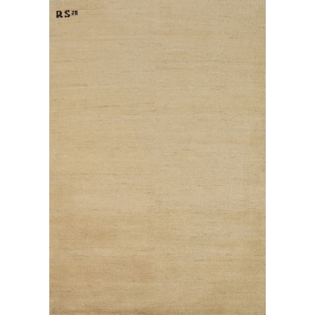 Modern Gabbeh Oriental Rug Hand-Knotted Solid Wool Carpet - 3'5"x 4'11"