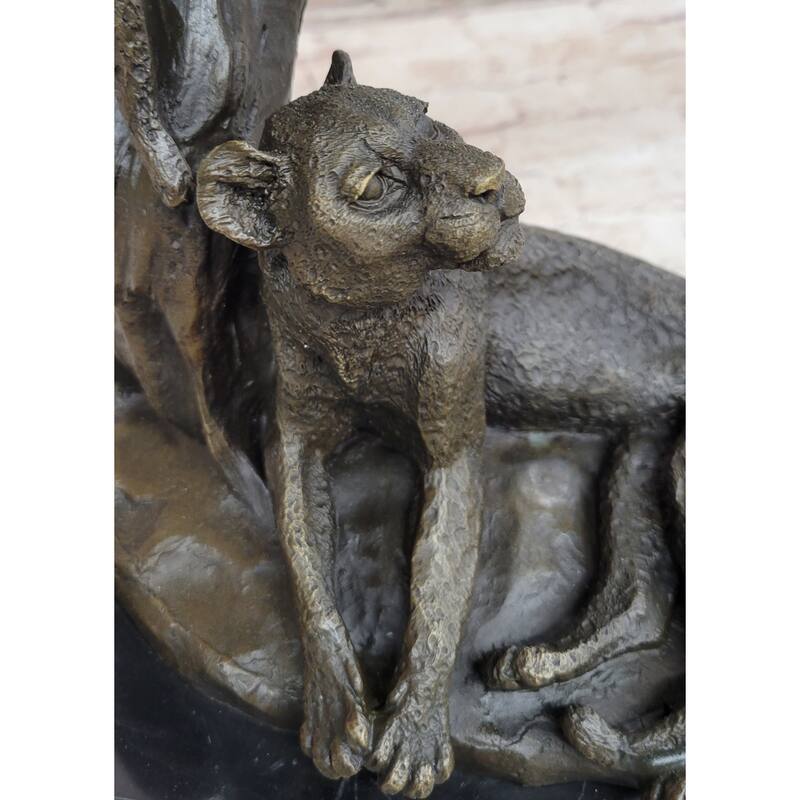 Cheetah Family Bronze Statue Sculpture Safari African Art Signed Original Art 14 Inches X 10.5 Inches