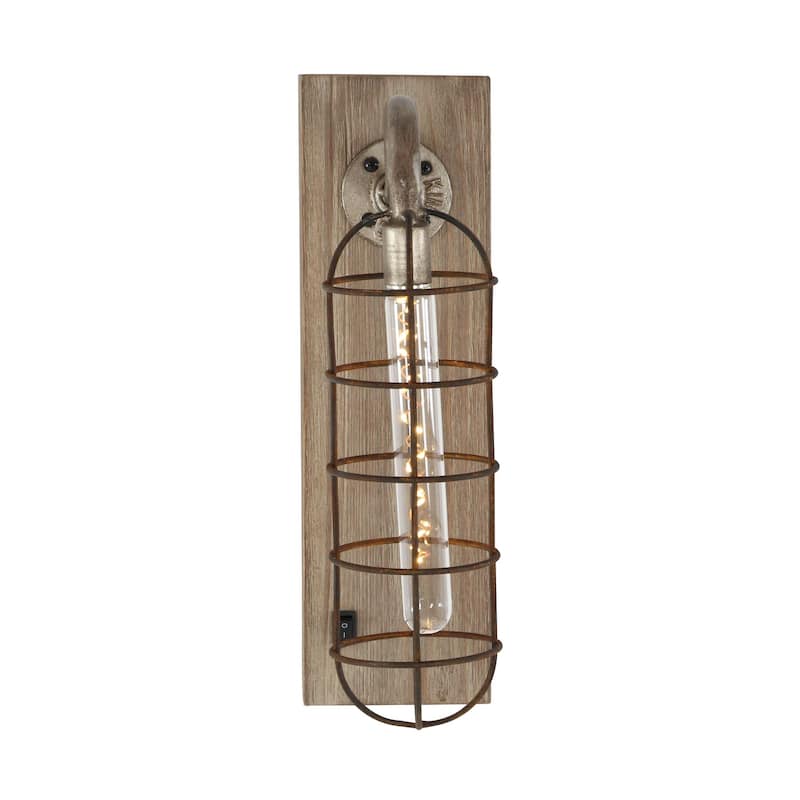 Metal Geometric Battery Operated Room Accent Lamp with Included Fixed LED Light - Brown - Roche River Decor - Brown