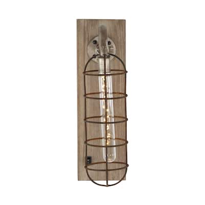 Metal Geometric Battery Operated Room Accent Lamp with Included Fixed LED Light - Brown - Roche River Decor