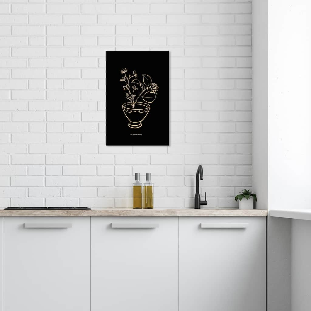 Wynwood Studio Canvas Floral and Botanical Modern Art Flowers I Black and Modern & Contemporary Wall Art Canvas Print
