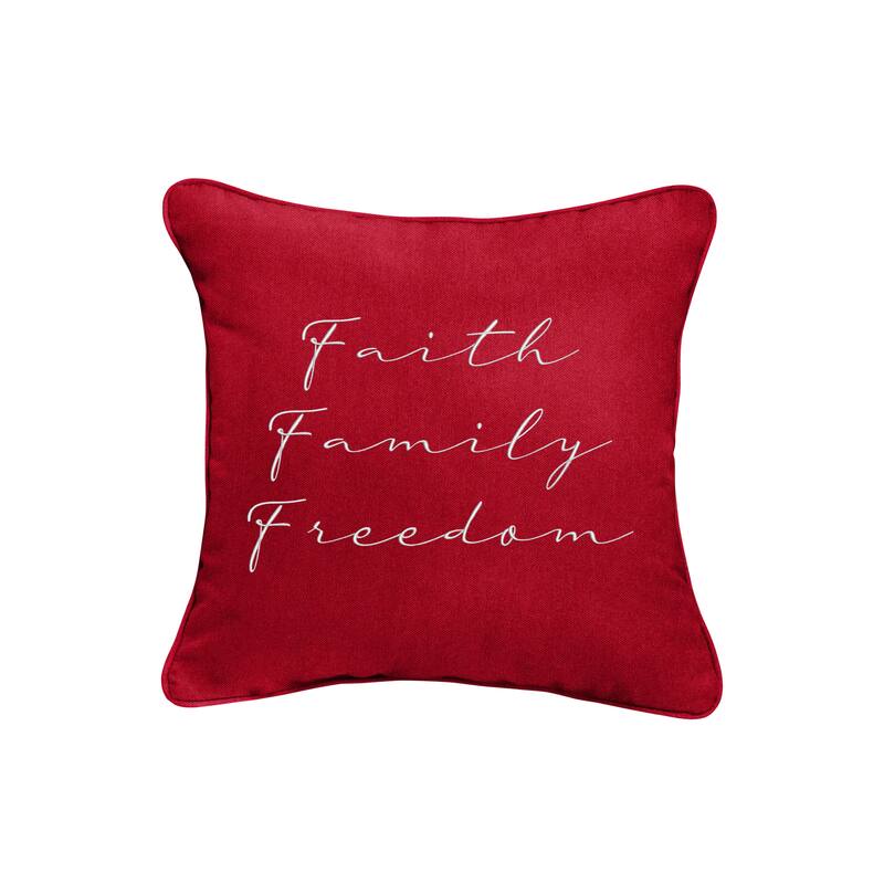 Sorra Home Outdoor Pillow - Poly Solid - Family Crimson - 18 in H x 18 in W x 6 in D