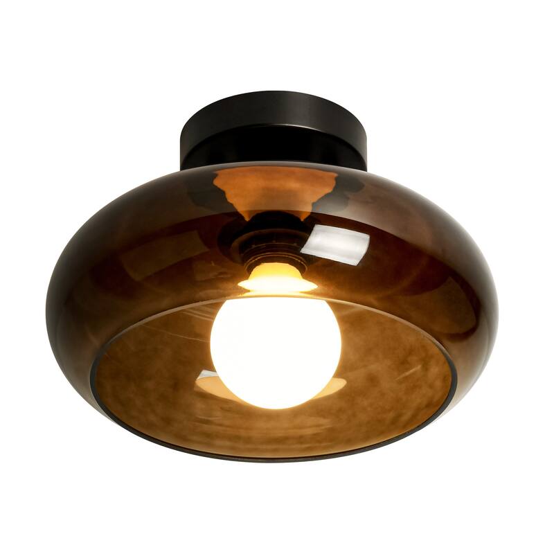 10.4" 1-Light Modern Bowl-Shaped with Brown/Milk White Glass Shade Wall Sconce for Hallways, Bedroom