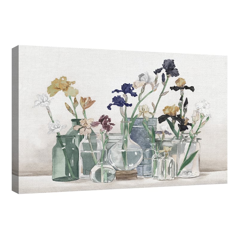 Irises in Vases Ivory by Suzanne Cruise Creative Services Canvas Art Print