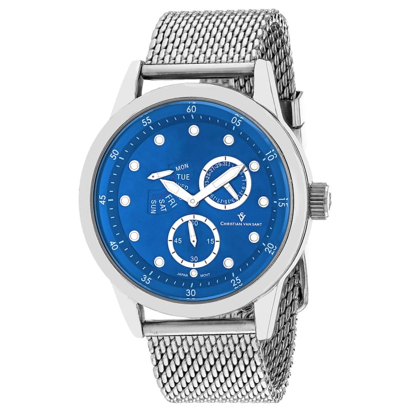 Christian Van Sant Men's Rio Blue Dial Watch - CV8717 - Silver - 6 (36)