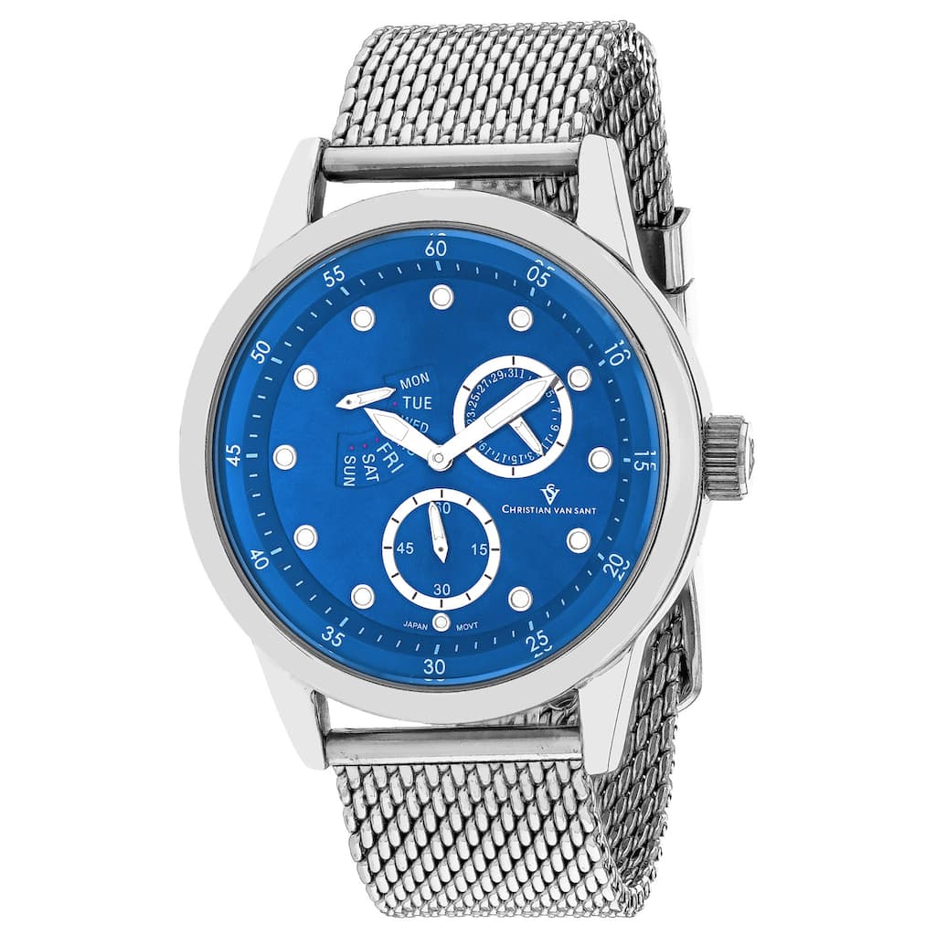 Christian Van Sant Men's Rio Blue Dial Watch - CV8717 - Silver - 6 (36)