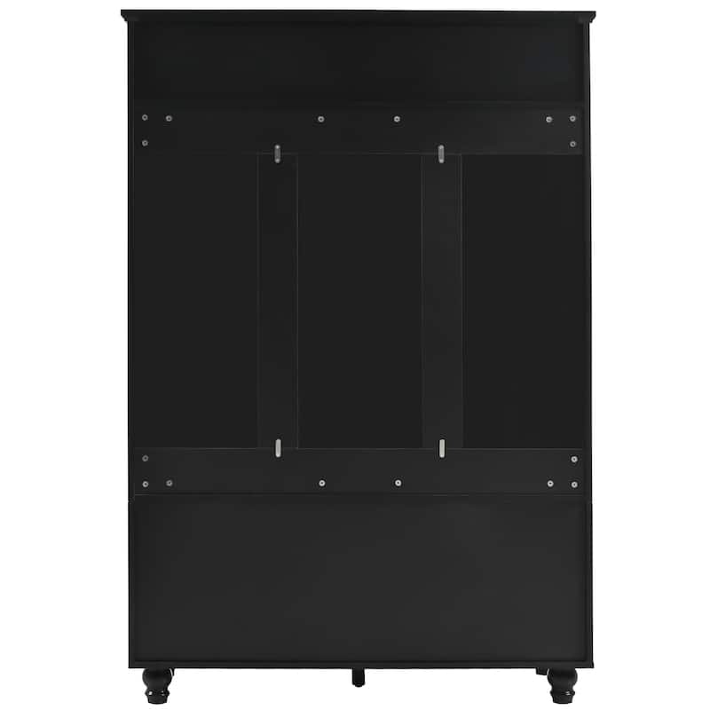 Roomfitters Hall Tree with Shutter Doors, Entryway Bench with Cushion, Hooks and Storage Organizer