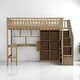 preview thumbnail 17 of 21, Twin Size Loft Bed with Staircase, L-Shaped Desk bed, LED Lights, Shelves & Cabinets, Space-Saving Workstation Bed Frame