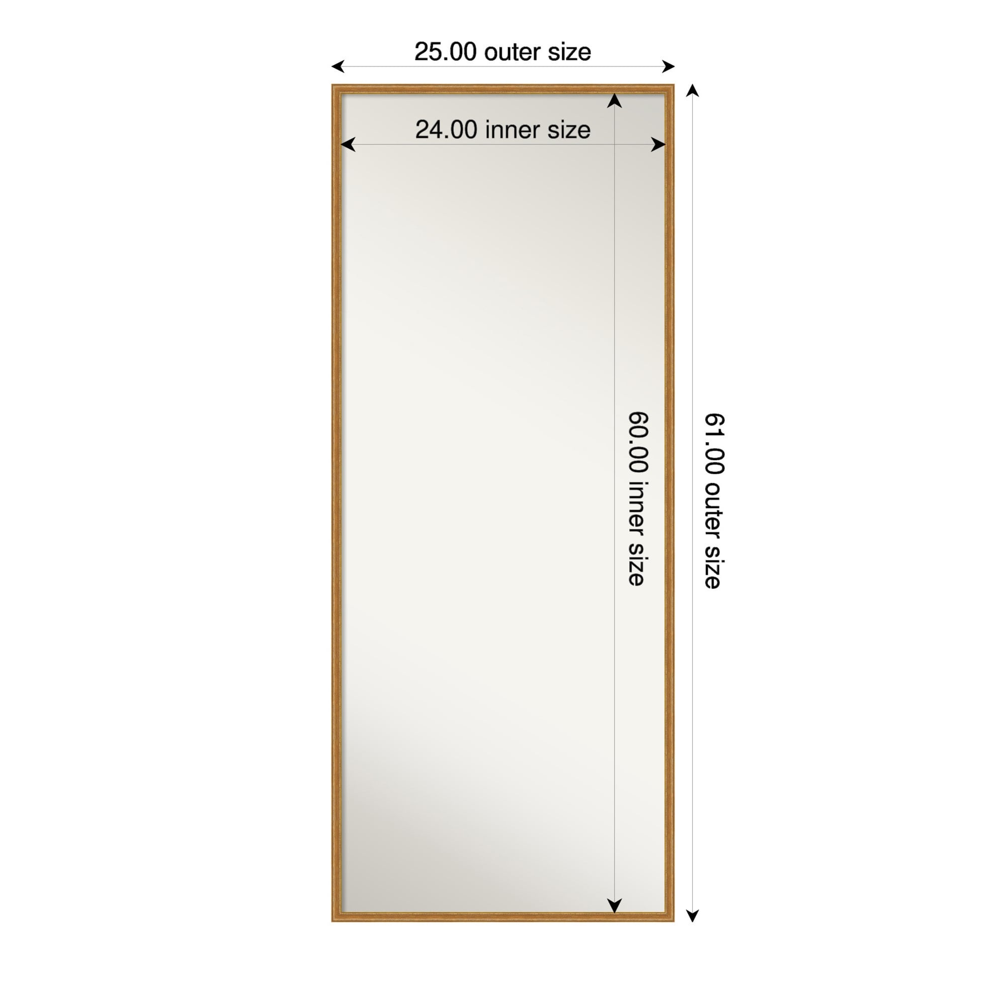 Cordelia Thin Non-Beveled Wood Framed Full-Length Floor Leaner Mirror - 25 x 61 in