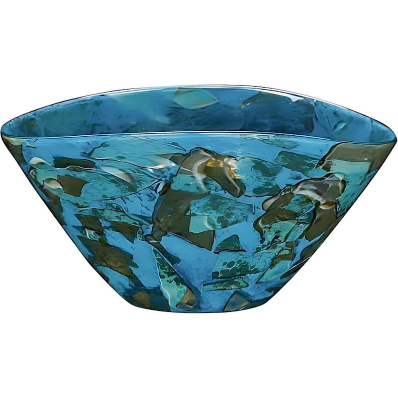 Aria Home Teal and Olive Handblown Glass Bowl and Vase Decor Set of 3