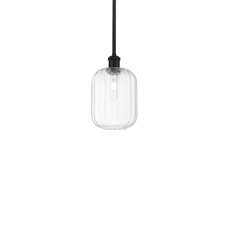 Innovations Lighting 516-1S-12-7 Preston Pendant Preston 7" Wide Mini - Matte Black / Clear