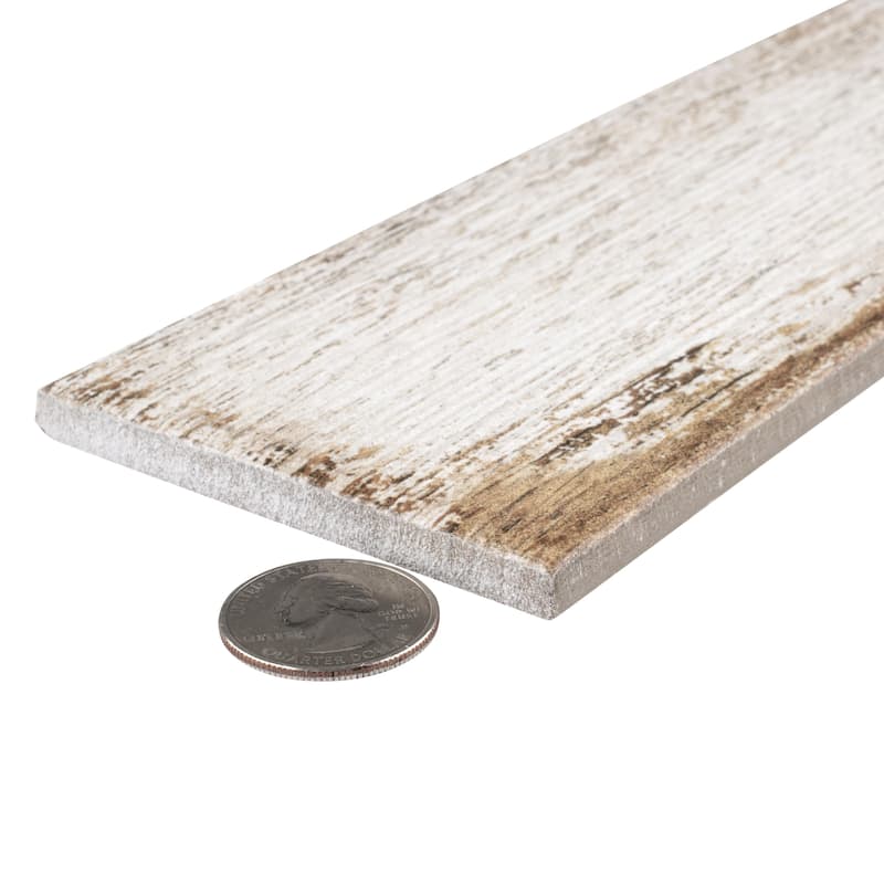 Merola Tile Bora White 3-1/8" x 17-1/2" Porcelain Floor and Wall Tile