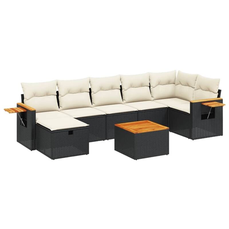 vidaXL Patio Sofa Set with Cushions Outdoor Conversation Furniture Poly Rattan