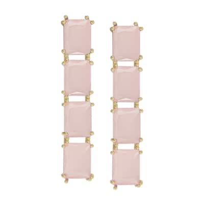 Victoria Townsend Gold Plated Simulated Rose Quartz Long Drop Earrings