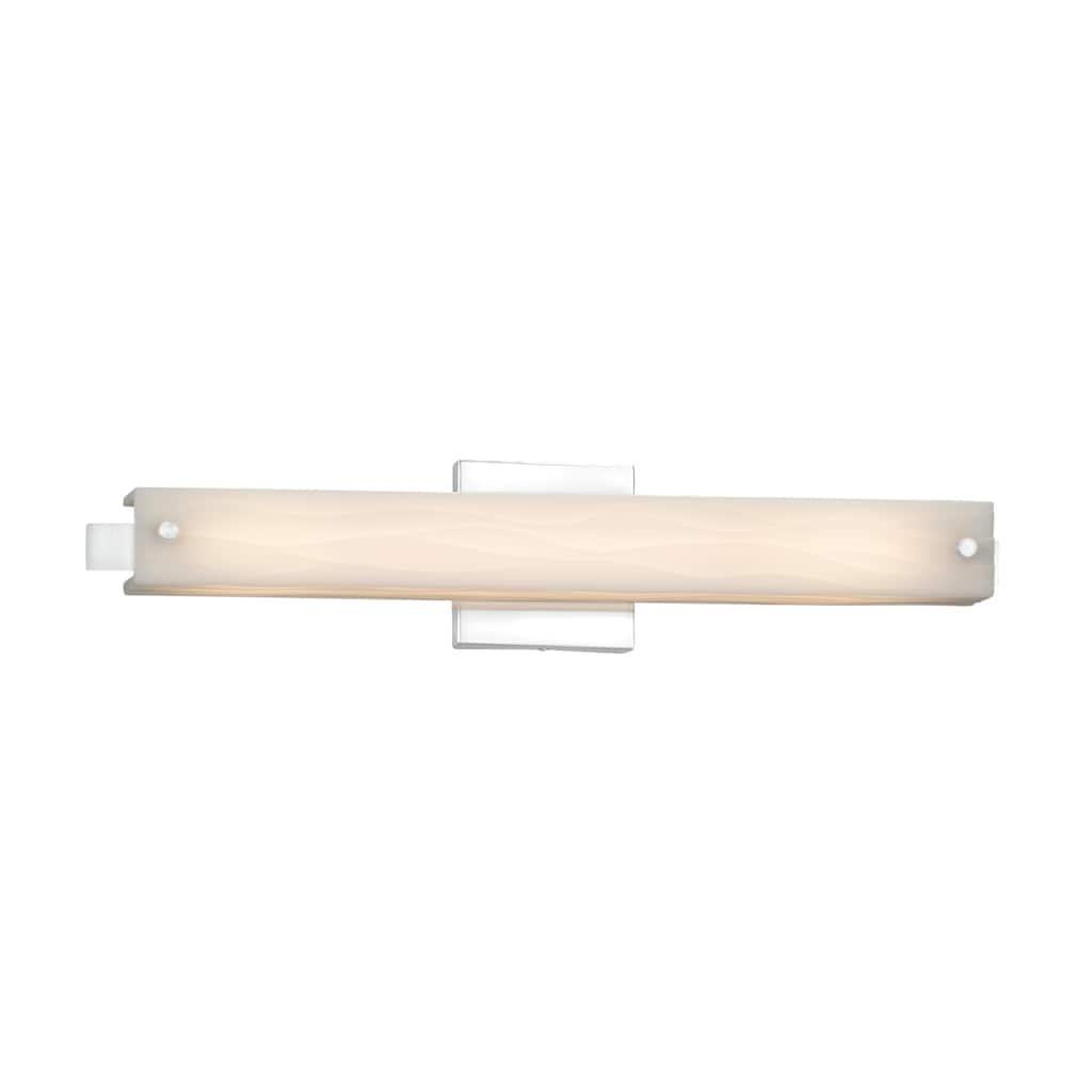 Justice Design Porcelina Edge 23-inch Polished Chrome ADA LED Wall/ Bath Bar, Waves Shade