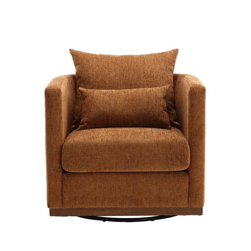 GDFStudio - Harper Chenille Swivel Barrel Chair with Sturdy Metal Base and Ergonomic Design