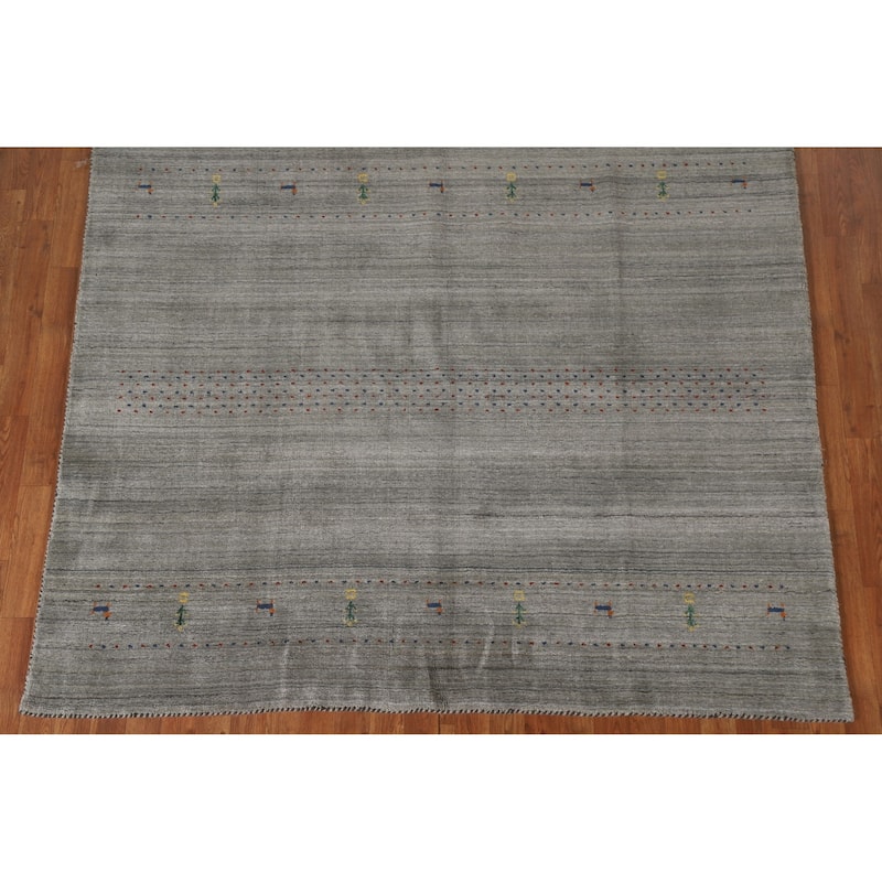 Tribal Gabbeh Oriental Area Rug Hand-Knotted Wool Carpet - 6'6"x 9'9"