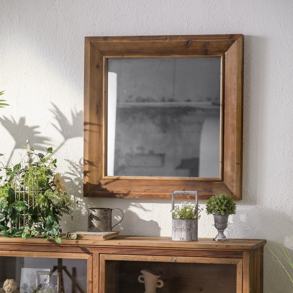 Rustic Wooden Wall Mirror - Vintage - Style Home Decor for American Interiors