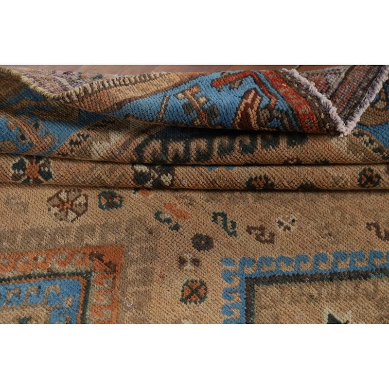 Geometric Bakhtiari Vintage Persian Rug Hand-Knotted Wool Carpet - 5'1" x 9'7"
