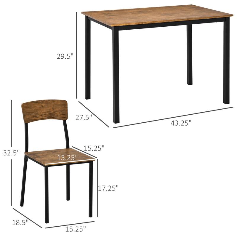 Modern 5-Piece Dining Set with Rectangular Table & 4 Open Back Dining Chairs