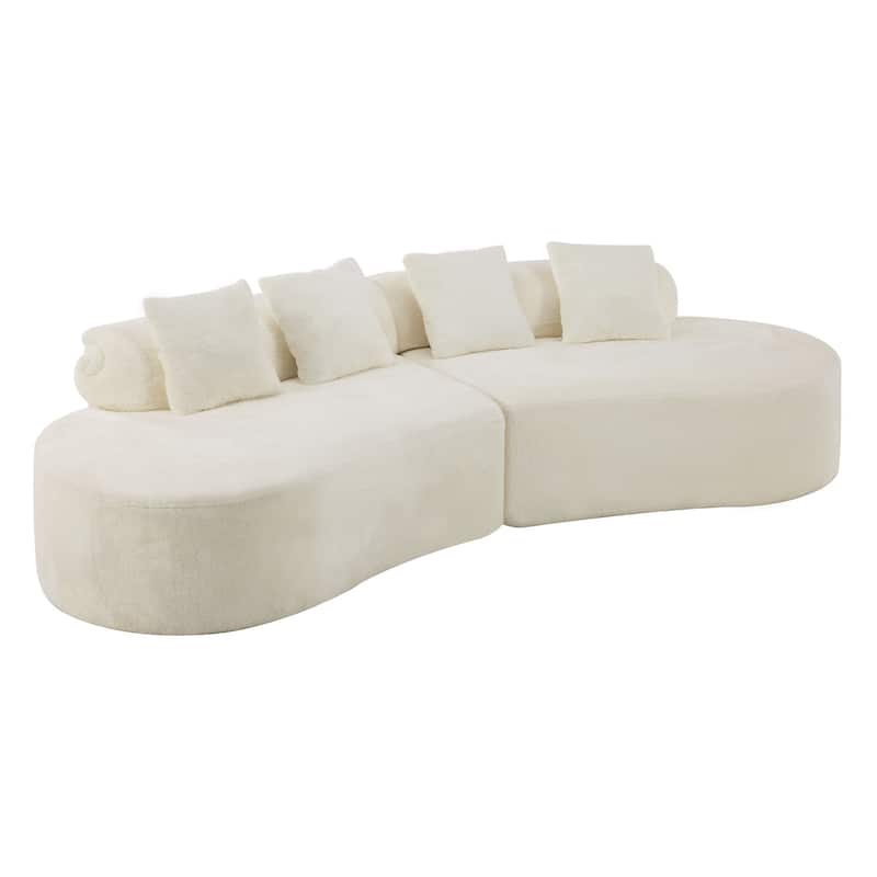 Modern And Simple Curved Flannelette Sofa.Creative Multi-Seater,With A Combination Of Pillows